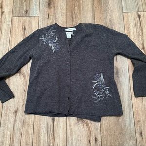 Rafael Twinset Cardigan Wool Blend Charcoal Gray Size L